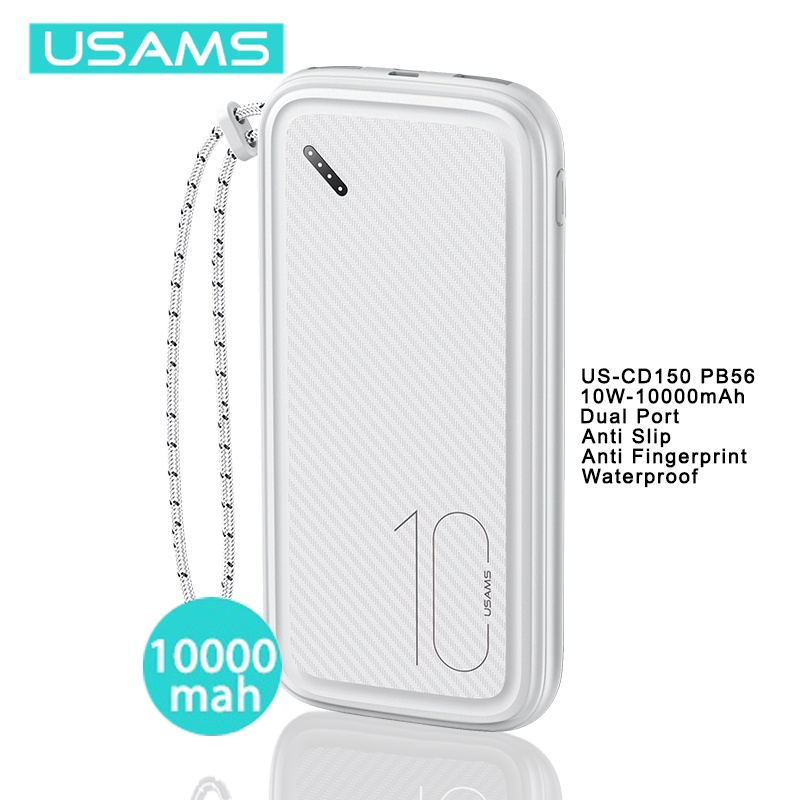 USAMS Official Original PB56 QC PD AFC LED Powerbank Fast Charging Type C Micro USB 10000 MaH 10W Po