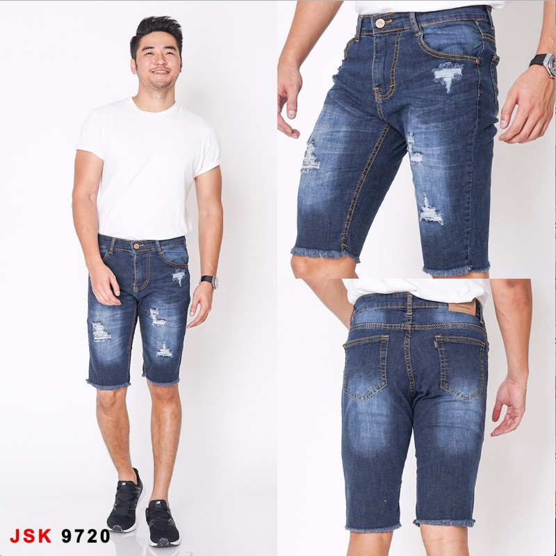 [SIZE 28-34] CARLOS 3/4 Short Pants Jeans - 6 WARNA / Celana Pendek Pria Bigsize
