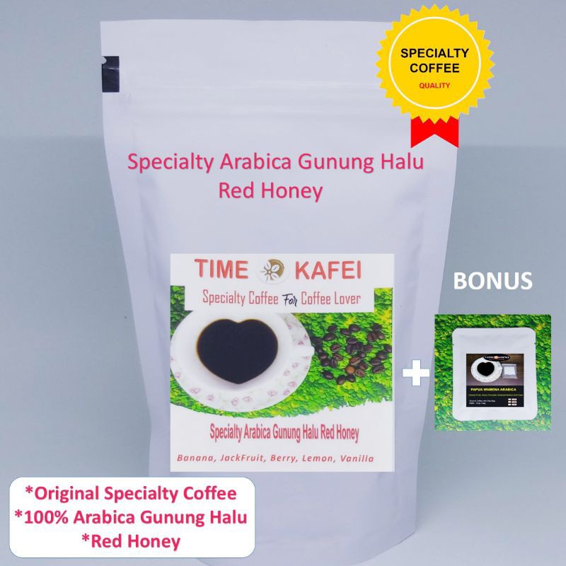 

KOPI ARABIKA HONEY HALU BANANA RED HONEY SPECIALTY GRADE 1 (50g) BIJI/GILING MEDIUM +BONUS KOPI 10g