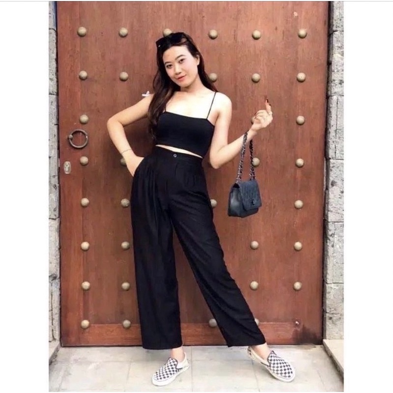 Kulot HighWaist Motif Polos / New Korean Style / Kulot Rayon Premium