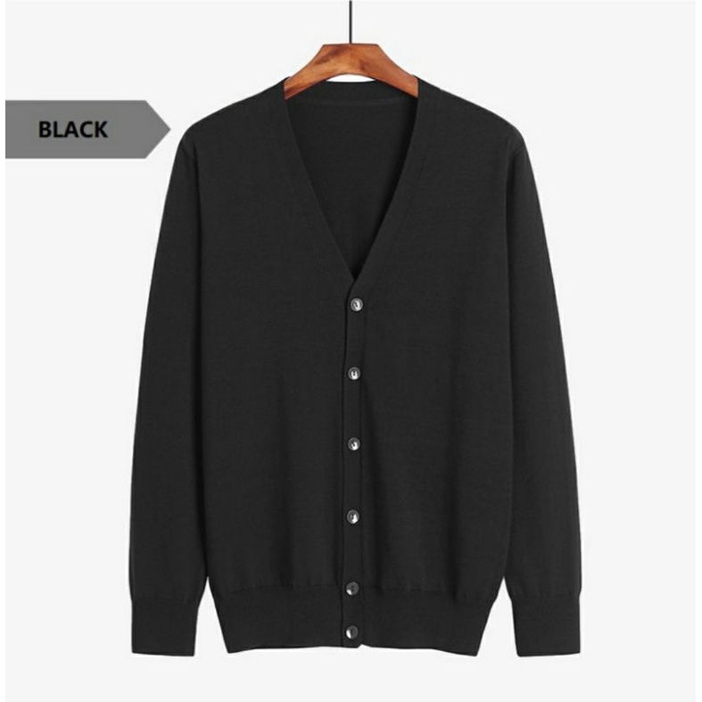 Cardigan Clean Black / Cardigan Pria Kekinian Warna Hitam / Cardigan Hitam Casual dan Formal