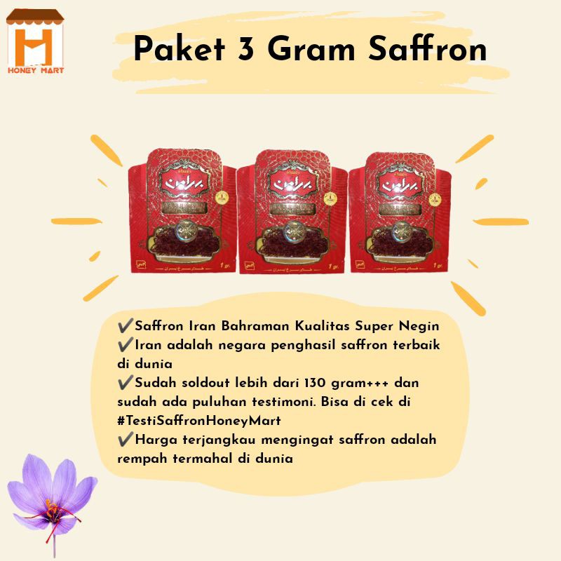 

Paket 3 Gram Saffron Iran Bahraman