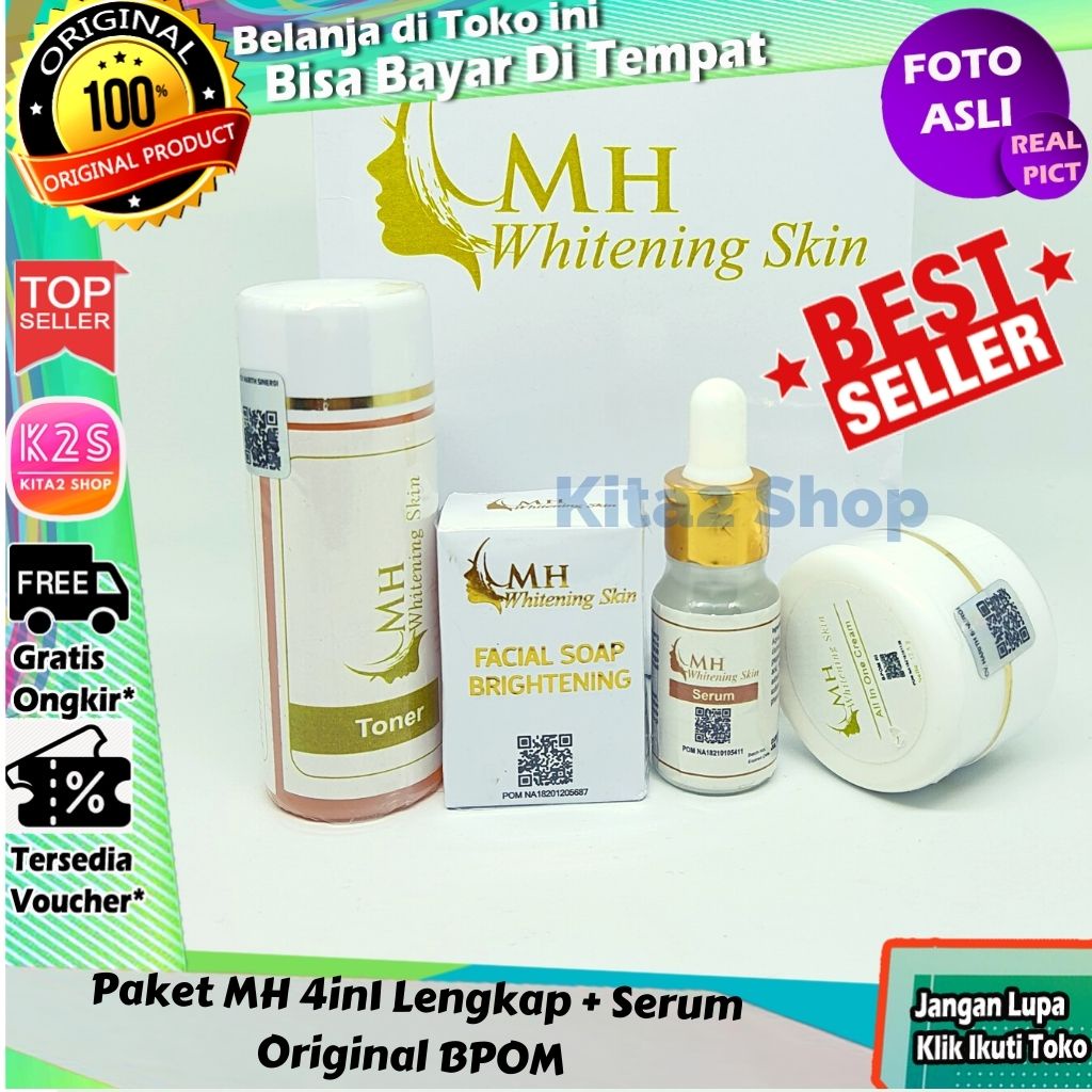 ( BISA COD ) MH Paket 4IN1 Cream Siang dan Malam All IN One Sabun & Serum + Toner Bisa COD Bayar Di 