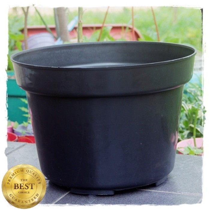 READY Pot Bunga 40cm Hitam Pot Tanaman Hias Grosir Murah Plastik 40 cm Bibit