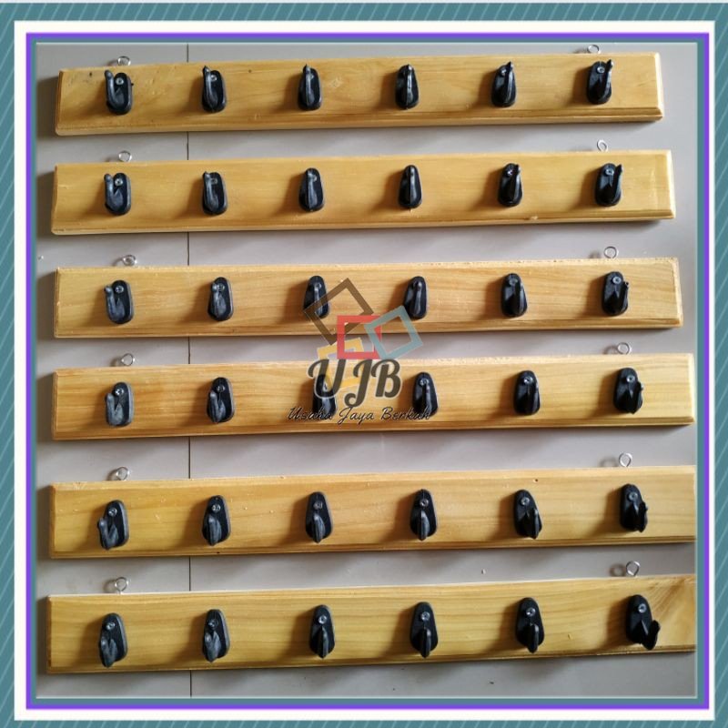 Gantungan baju tempel dinding kapstok kayu Kapstok kayu unik clear kayu pinus pilihan 6 kait