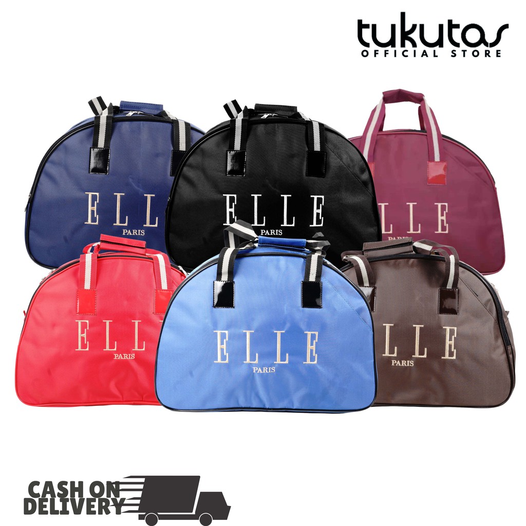 TAS PAKAIAN TAS TRAVEL BAG POLOS ELLE PARIS UNISEX BAHAN MIKRO IMPOR GOOD QUALITY- TP POLOS B