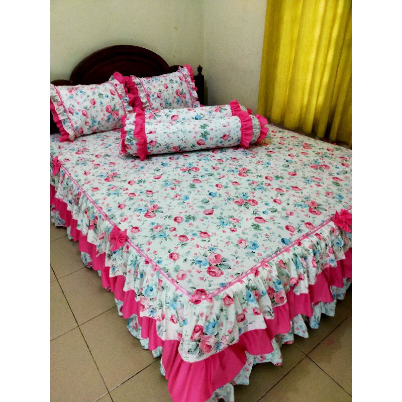 Sprei homemade/Sprei rumbai susun 3/Sprei rumbai homemade/ Sprei pengantin