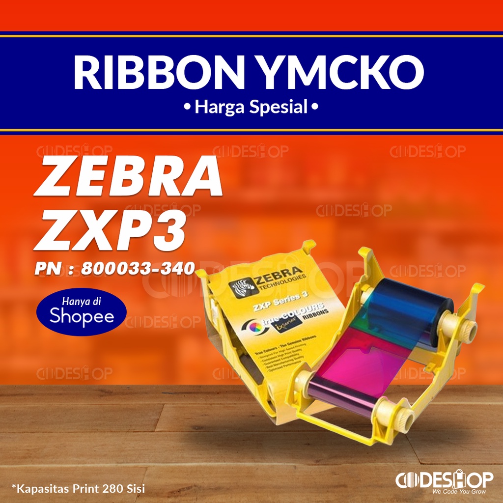 RIBBON PRINTER ZEBRA ZXP SERIES 3 - ZXP3 YMCKO 800033-340 (280 IMAGES)