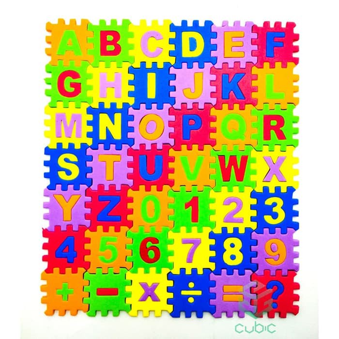 Mainan edukatif anak bayi balita mainan edukasi puzzle block spon huruf & angka evamat mini-2