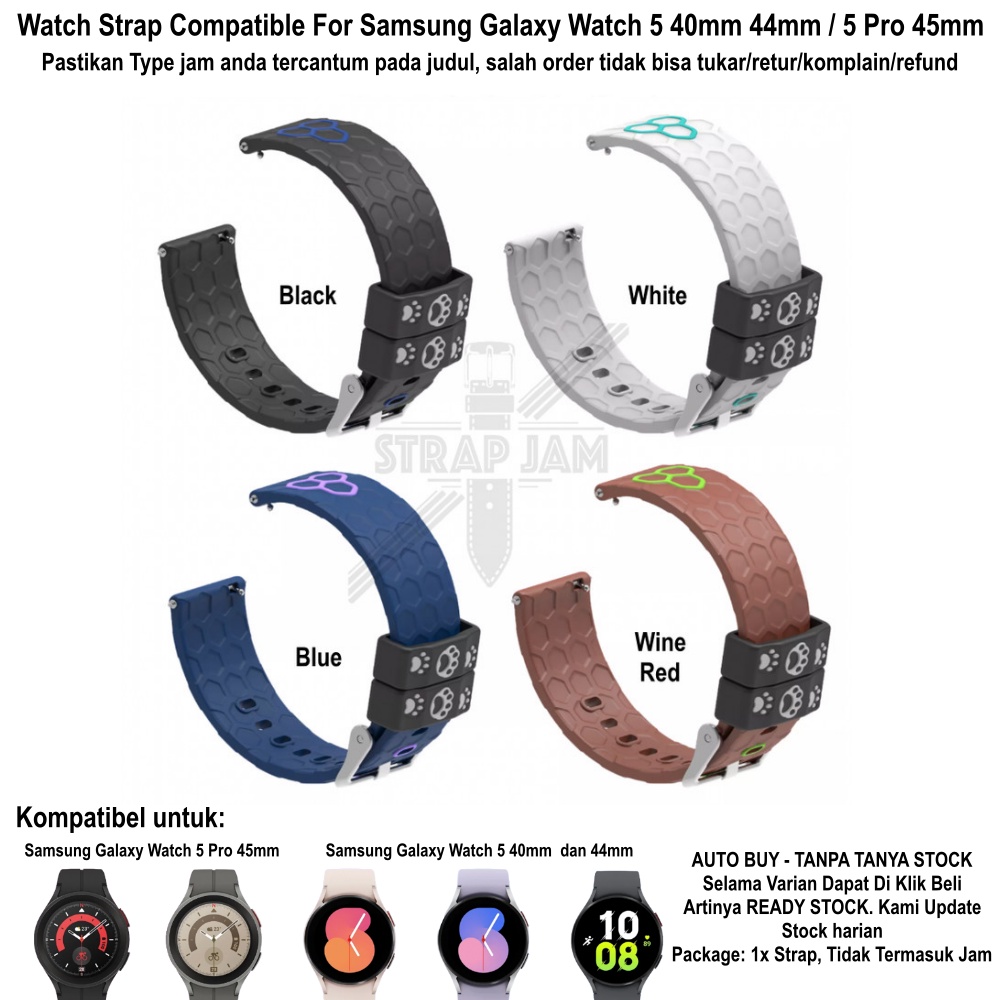 CUTE Strap Samsung Galaxy Watch 5 40mm 44mm Pro 45mm - Tali Jam 20mm Rubber Motif Foot Print Imut