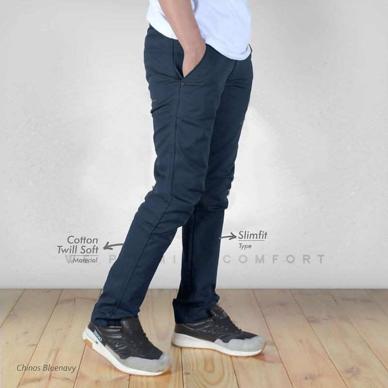 CELANA Pria SLIMFIT Panjang chino KERJA HARIAN HITAM MOCCA ABU GREY KREAM CREAM Sz 27 - 38