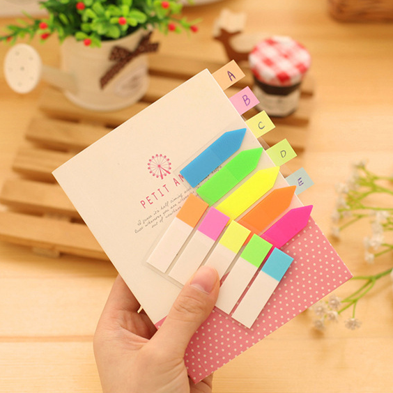 5pcs Set Sticky Note Kertas Memo/Post Warna-Warni Fluorescent Kreatif Portable Untuk Kantor/Sekolah