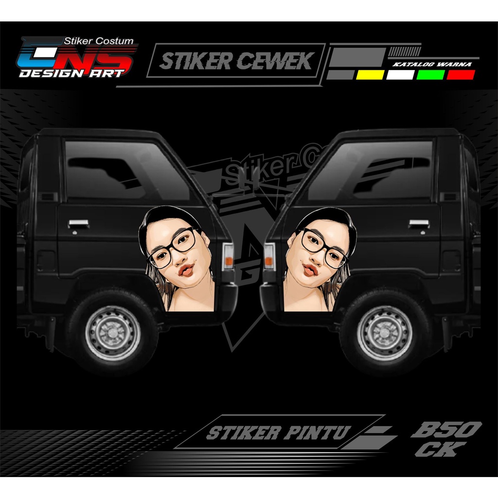 stiker pintu kabin mobil L300 stiker variasi mobil pickup grandmax/carry/L300 stiker mobil tiker cew