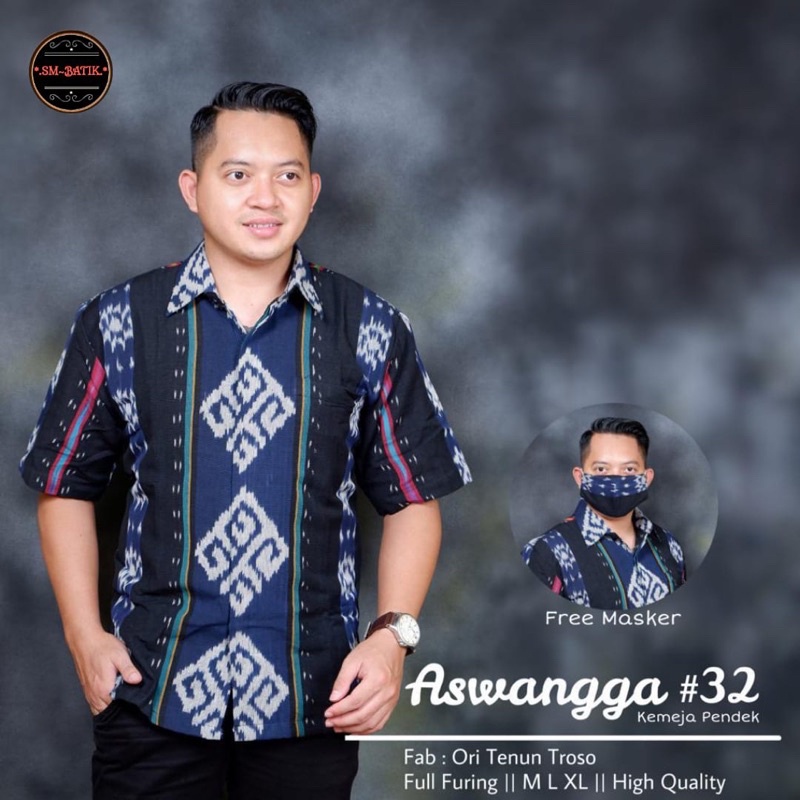ASWANGGA 32 PEN Kemeja Batik Pria Solo Asli Lengan Pendek Katun Halus FULL FURING PREMIUM Mewah Ori 