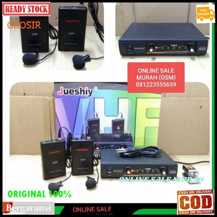 G130  Jueshiy original 100% Mic jepit wireless system mik wireles sistem dual sepasang microphone condesor klip clip tie baju kerah pro karaoke mikrophone audio sound vokal vocal professional pro panggung dj studio Kancing sensitif aux ceramah pidato acar