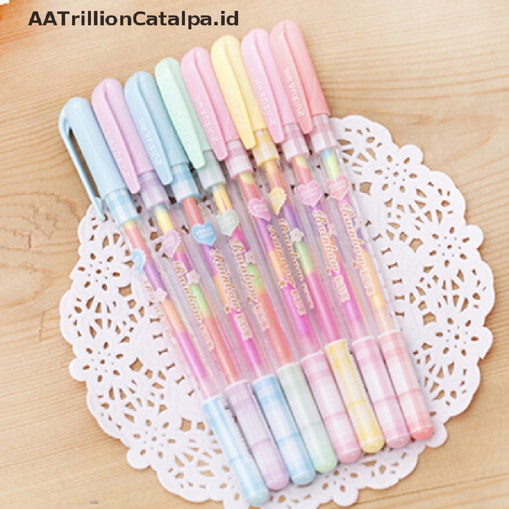 Aatrillioncatalpa 2pcs Spidol Highlighter 6 Warna Untuk Stationery