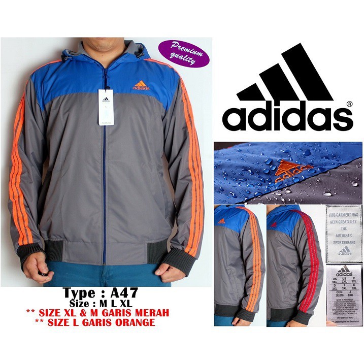 PALING MURAH !!! Jaket Adidas Hoodie Waterproof Anti Air Parasut Import Grade ORIGINAL