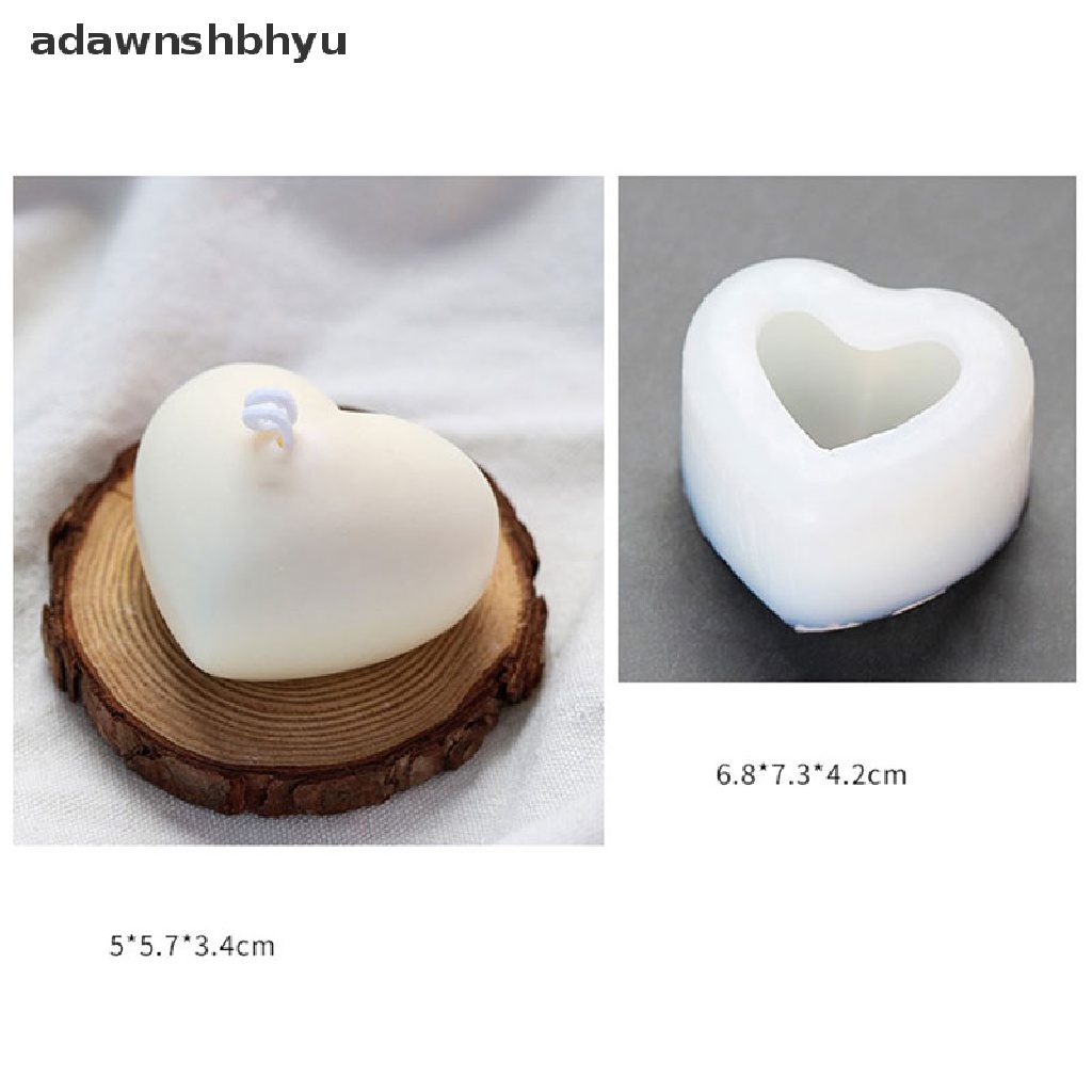 [adawnshbhyu] 3d Love Heart Silicone Mold Aroma Plester Cetakan Lilin DIY Dekorasi Kue