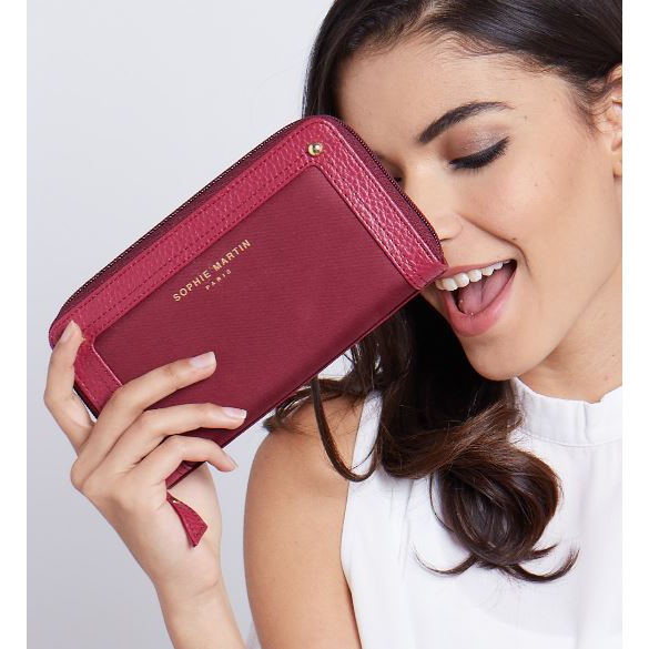 DOMPET SOPHIE MARTIN DIORA 1098 MAROON KULIT PANJANG IMPORT BRANDED HP WOMAN WALLET DISKON MURAH