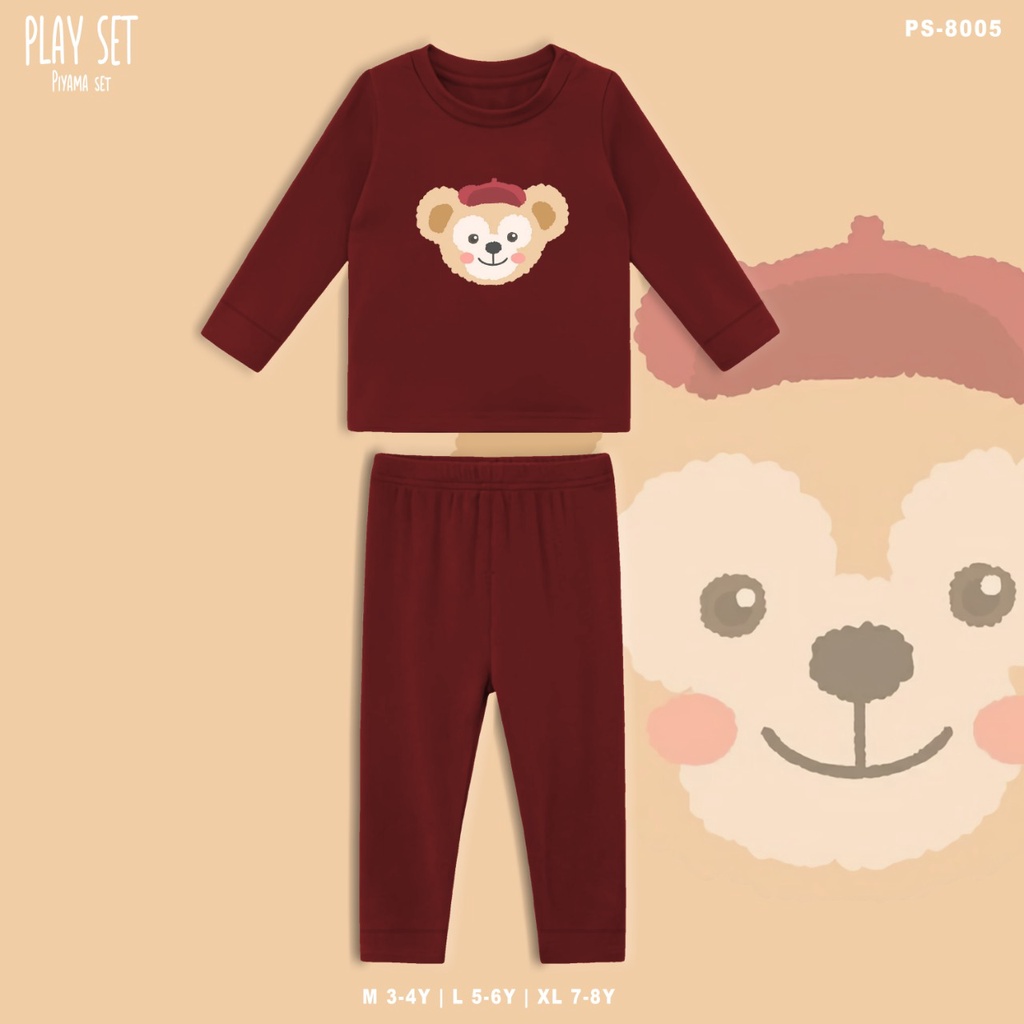 PLAYSET PAJAMAS ANAK BERGAMBAR TEADY / BAJU TIDUR ANAK SET / TERMURAH