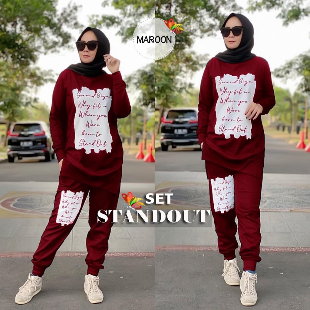 SET STANDOUT FASHION PAKAIAN WANITA SETELAN BABYTERRY JCHM