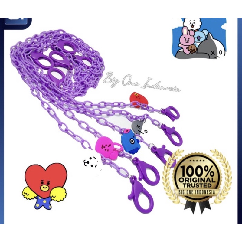 Tali Rantai Gantungan Masker Anak dan Dewasa, Tali Masker BT21, Kalung Masker  Ponny, Mask Lanyard