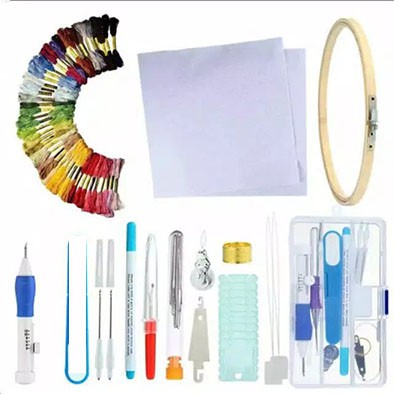 ANEKA - [PAKET] Benang Sulam / Menyulam Lengkap 50 Warna + alat punch