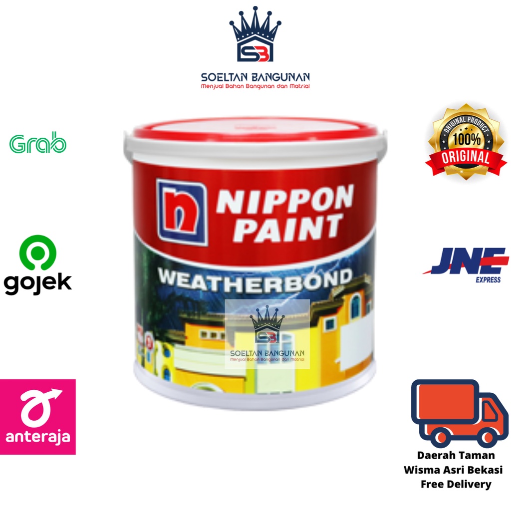 Cat tembok Nippon Paint Weatherbond 20 L warna Putih Cat Tembok Eksterior