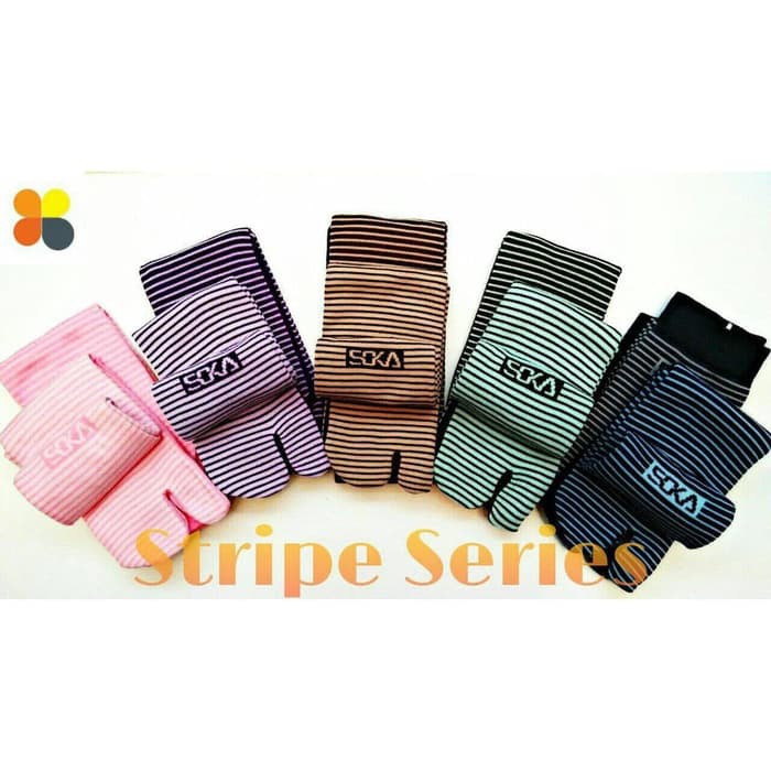 Soka Premium Essentials Stripe Kaos Kaki  Jempol Motif Garis