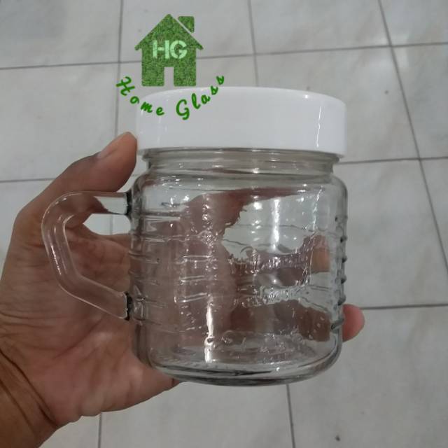 Mug jar tutup plastik gelas kopi gelas murah mug jar teh gelas souvenir