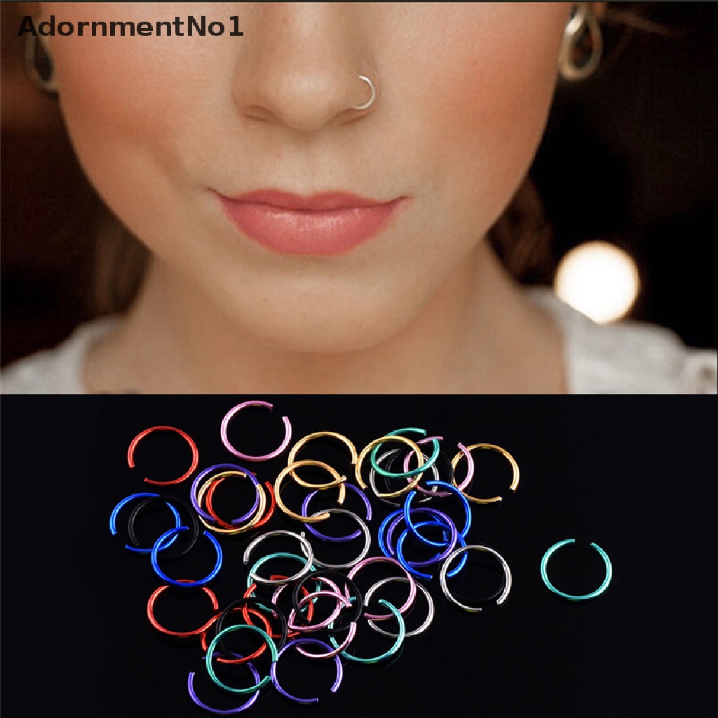 (AdornmentNo1) 40pcs / Set Cincin Tindik Hidung / Bibir Bahan Stainless Steel Aneka Warna Untuk Pria / Wanita