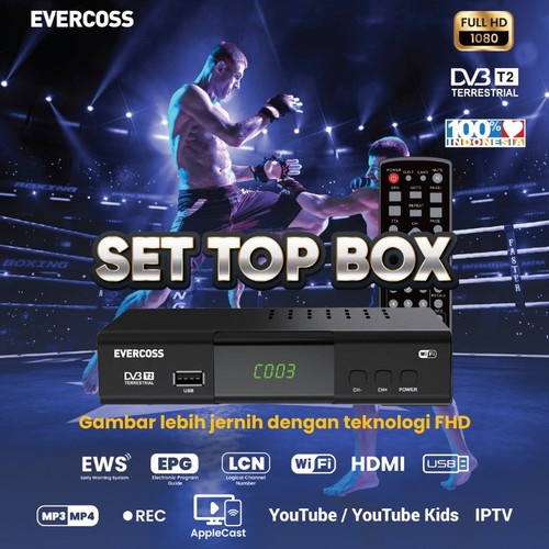 Evercoss STB Set Top Box Pro Digital TV Receiver Full HD Garansi Resmi