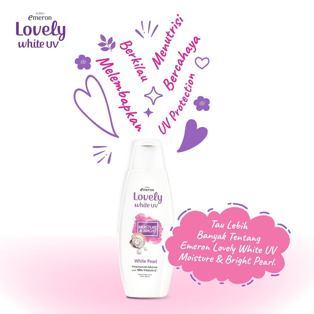 ❤ Under100 ❤ EMERON Lovely White UV &amp; Naturals Hand and Body Lotion 100ml | 200ml | Vitacinamide | BPOM