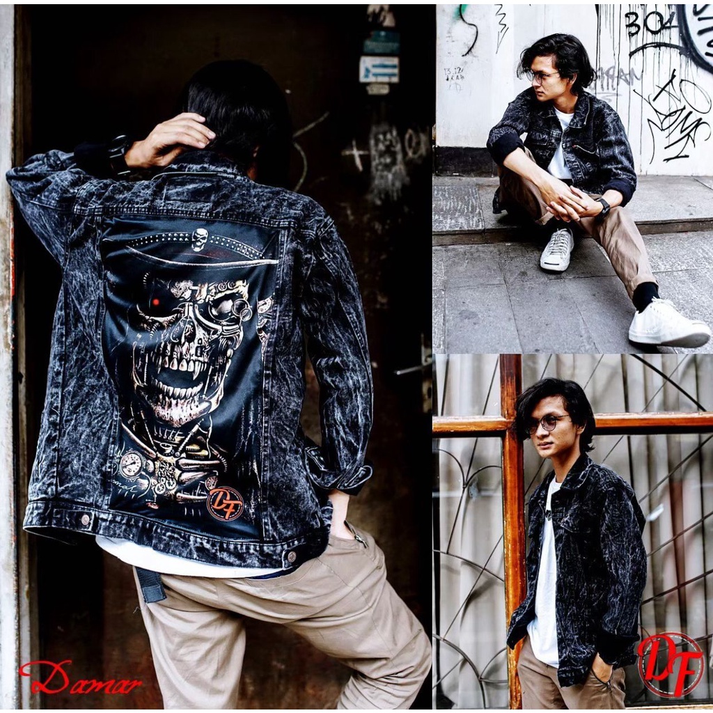 JAKET JEANS GAMBAR BELAKANG - JAKET JEANS SANDWASH MOTIF - JAKET JEANS PRINTING