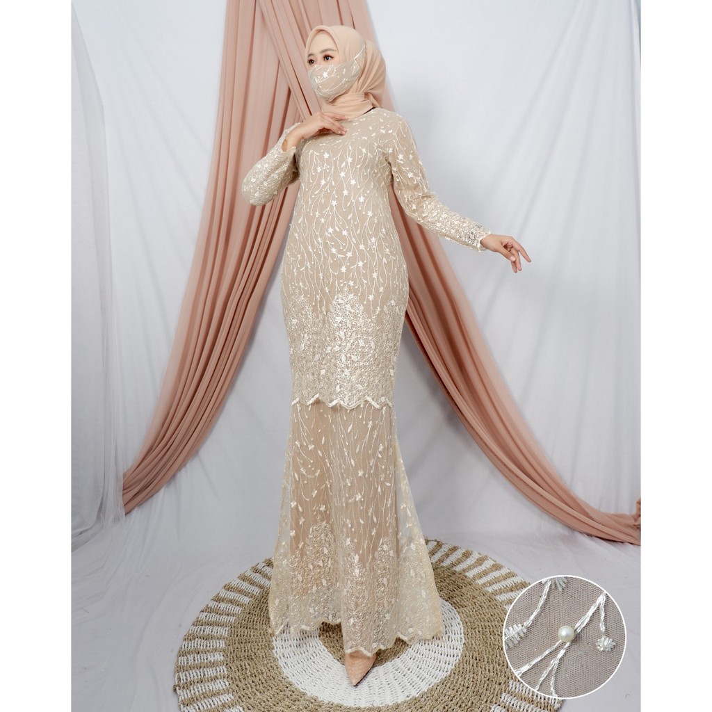 PROMO LONG DRESS MARMAID TULLE MUTIARA BORDIR / LONG DRESS DUYUNG TULLE MUTIARA BORDIR