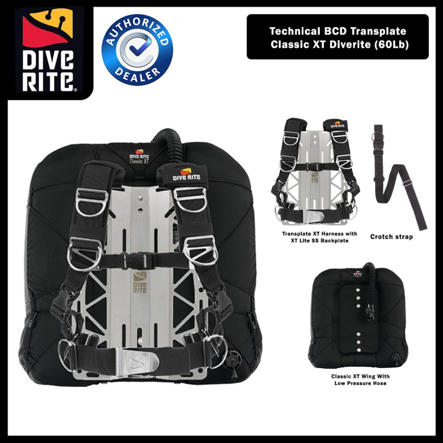 Scuba Diving Wing Technical BCD Backplate Classic XT Diverite 60 Lb
