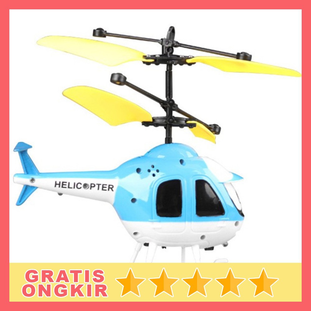 Grab Medan Mainan Helikopter Anak Anak dengan Kontrol Sensor 2CH Blue