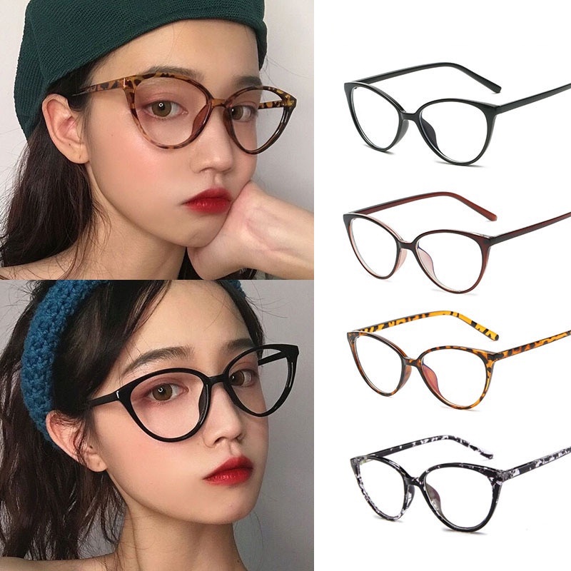 【COD】Leopard Print Cat Eye Kacamata Bingkai Leopard Print Kacamata Wanita Pria Tiger Kacamata Perlindungan Radiasi Korea Fashion Kacamata Bulat Kacamata Mata Kucing Multifungsi Optik Wanita Leopard Print Kacamata Cat-Eye Wanita Photochromic