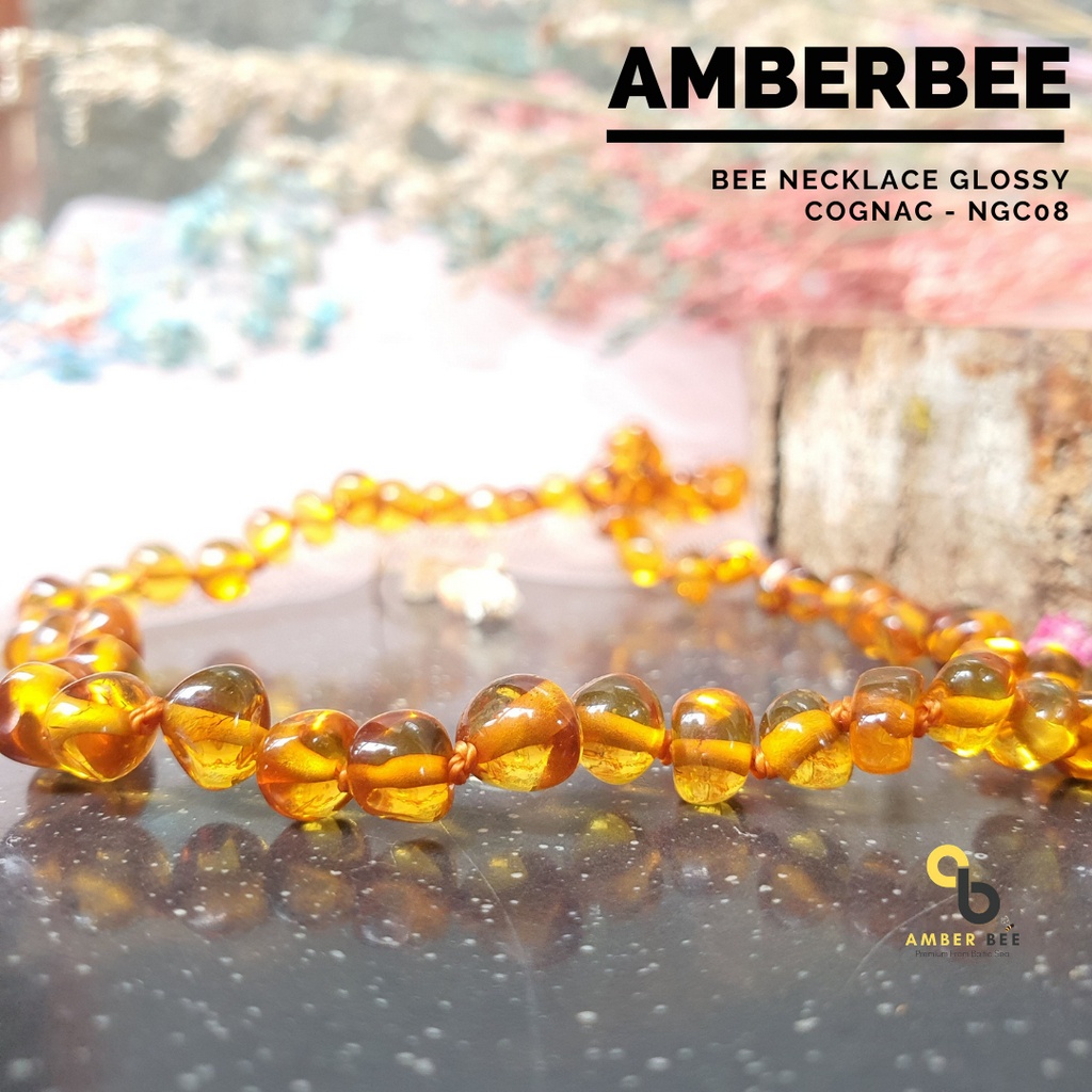 Kalung Amber Anak Premium Glossy Cognac NGC08