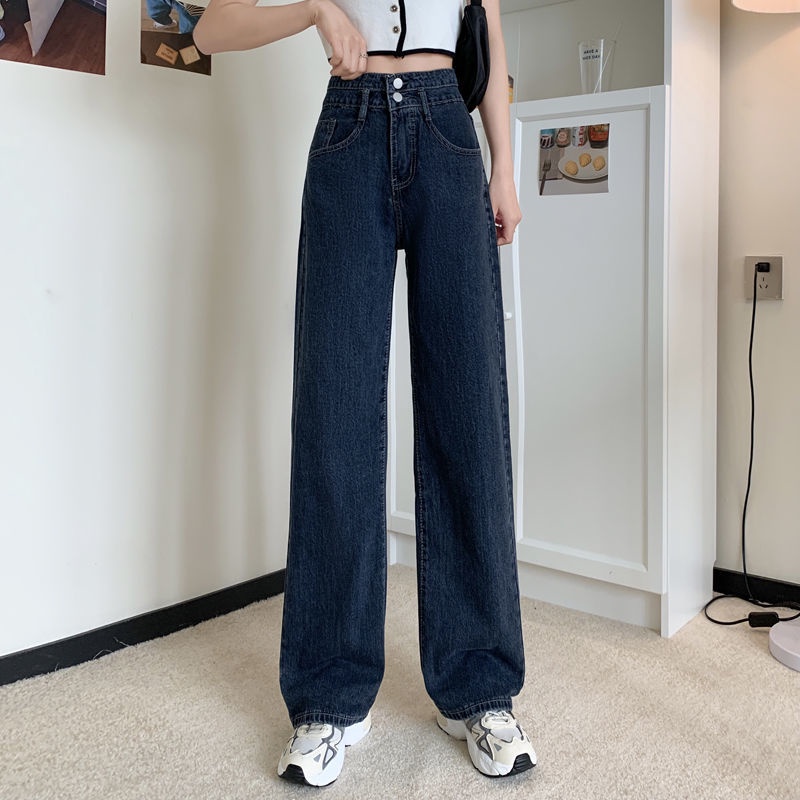 New Korean Style High Waist Murah Longgar Celana Jeans Panjang Wanita Import