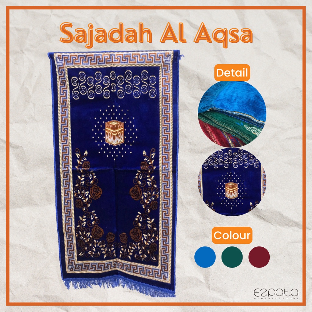 Ezpata Sajadah Sholat Tanggung Al Aqsa Kualitas Super Murah Ukuran 102x51cm Oleh-oleh Haji Umroh Motif Warna Random Kualitas Terbaru