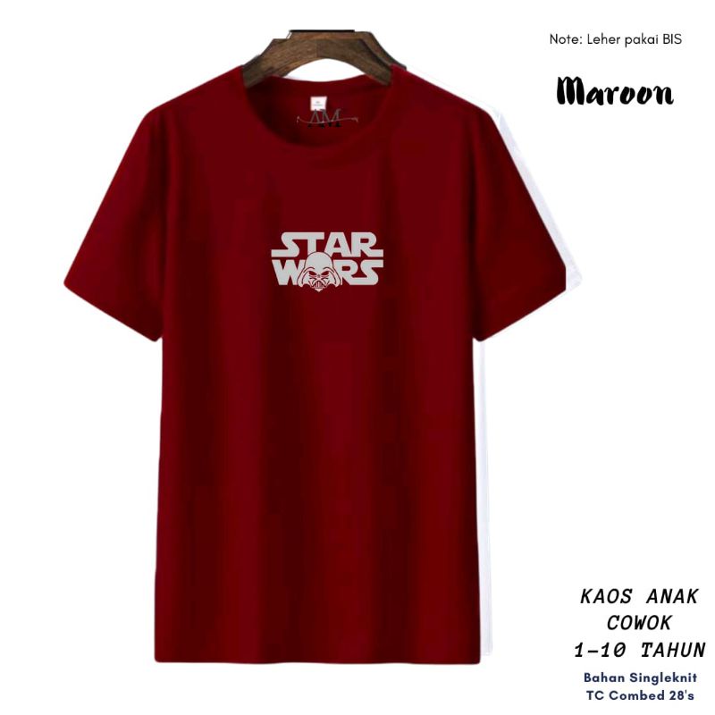 Baju Kaos Anak Cowok 3 tahun - Pria Dewasa ukuran S-7XL-XXXL Dewasa Star WAR 12warna