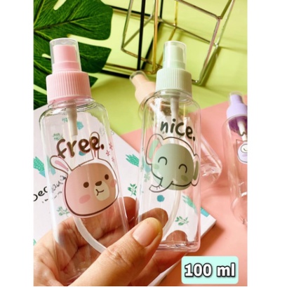 BOTOL KARAKTER Spray 100ML plastik tutup putih Warna/Bening