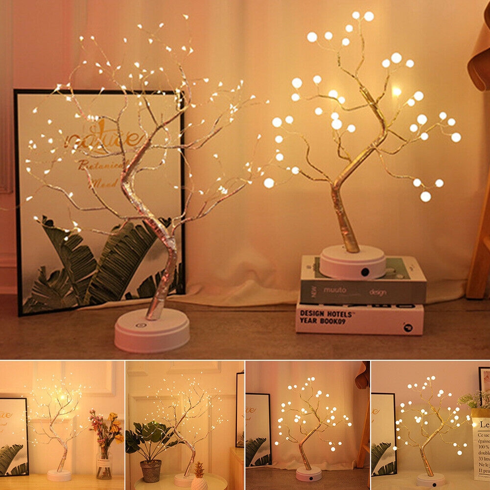 【P&amp;T】Lampu Pearl Firefly LED Copper Wire Tree Light Christmas Night Light Decoration USB or Battery