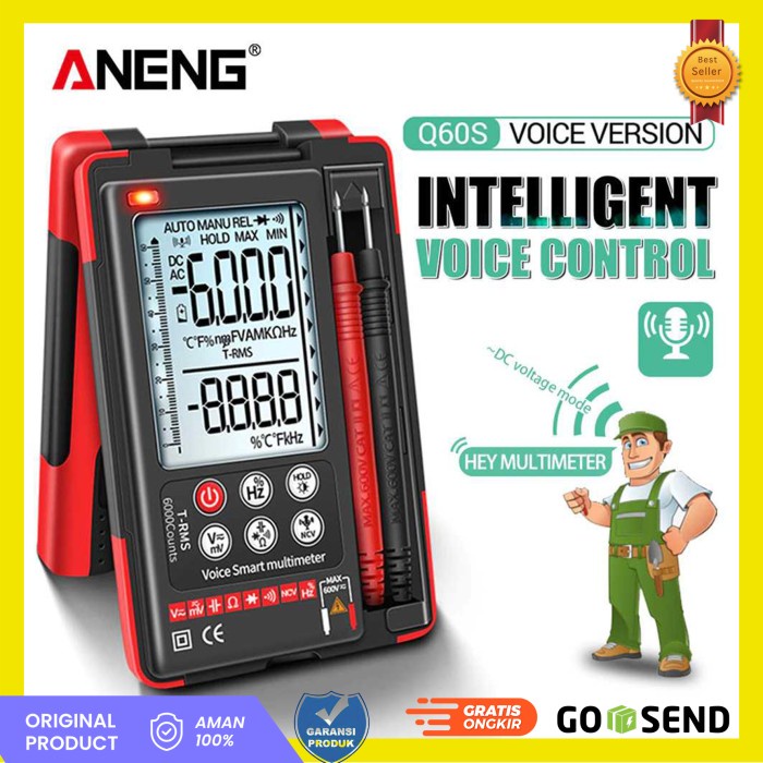 ANENG Q60S Digital Smart Multimeter Kontrol Suara 6000 Counts True RMS