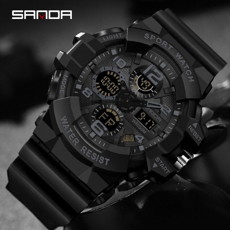 SANDA 3168 Jam Tangan Pria Digital Analog EL Backlight Sport Watch Anti Air WATCHKITE WKOS