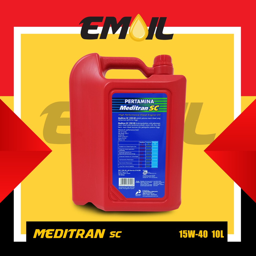 Oli pertamina meditran sc sae 15w-40 galon 10 liter