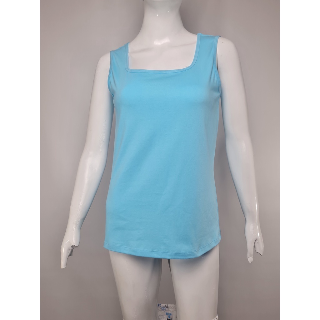 Singlet - Tank Top Wanita Katun Casual Biru Muda