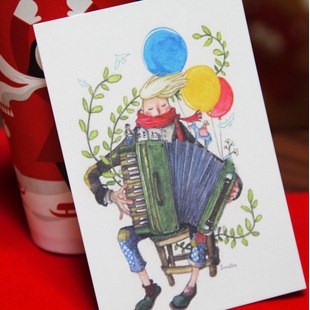 

postcard ilustration jual perpack isi 8 lembar untuk walldeco ucapan bahan kertas premium