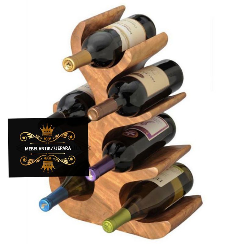 Tempat botol/rak botol kayu tremblesi/rak botol antik